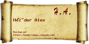 Héder Alex névjegykártya